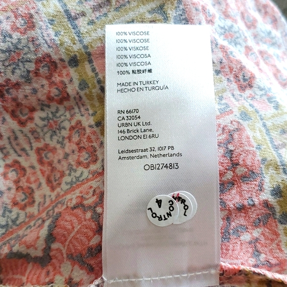 Anthropologie Robin Tiered red yellow floral mini sundress short sleeves Large - Picture 13 of 16